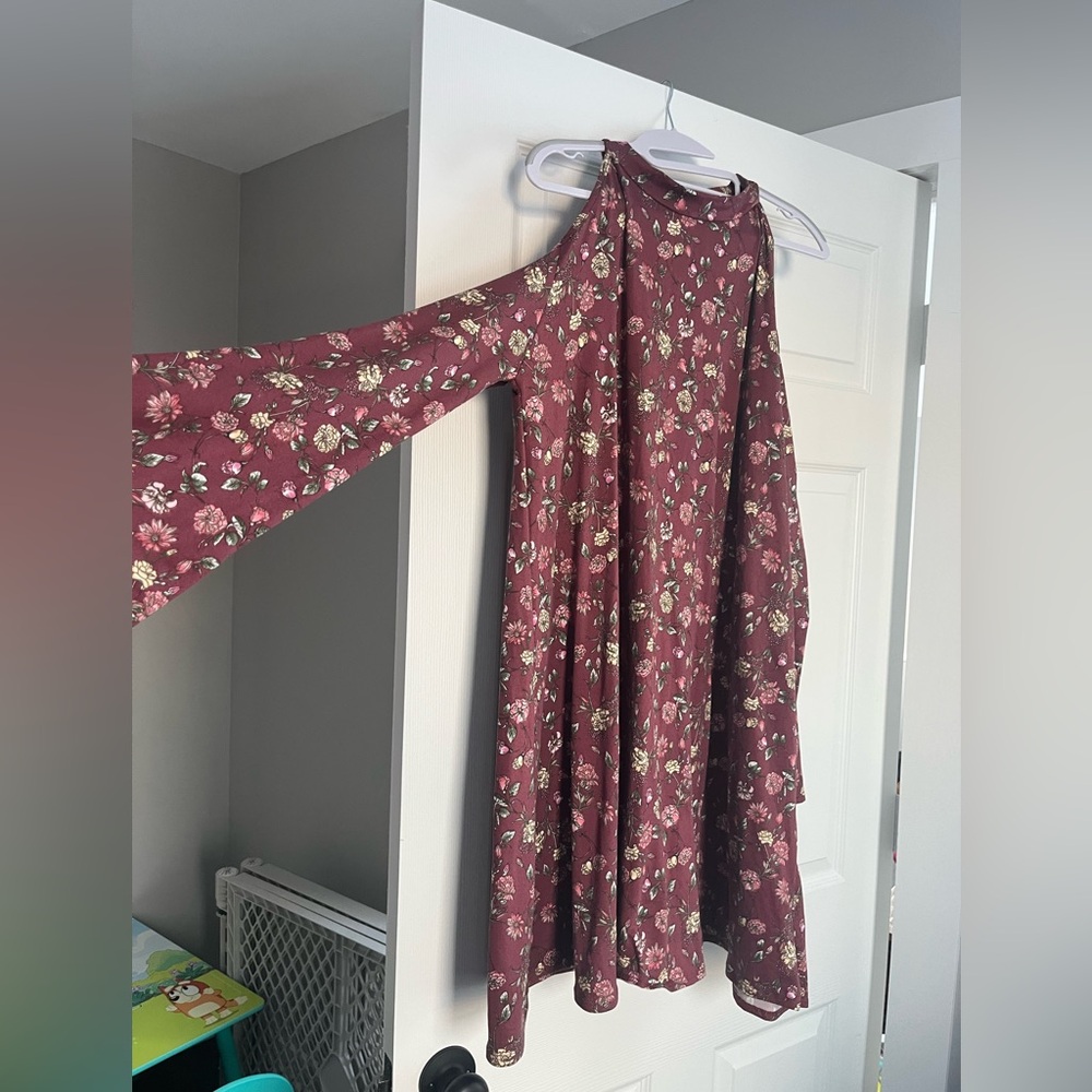 Floral Print Cold Shoulder Dress